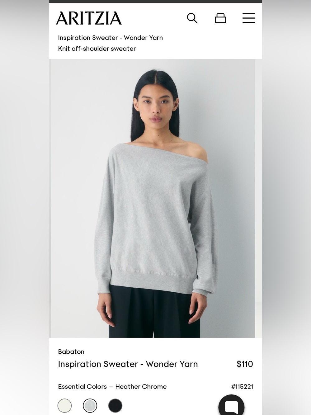 Aritzia Babaton Inspiration Off-Shoulder Sweater